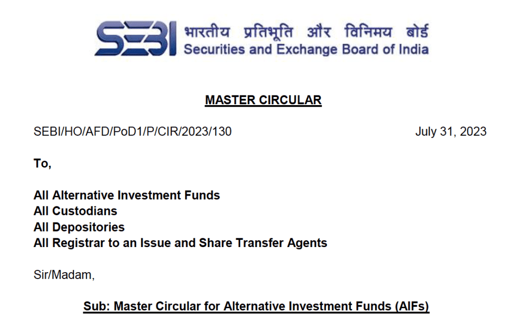 Master Circular on Alternative Investment Funds (AIFs)